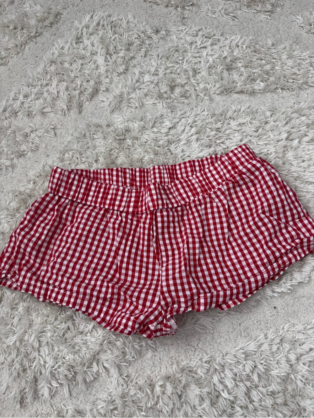 Edikted Red and White Gingham Shorts